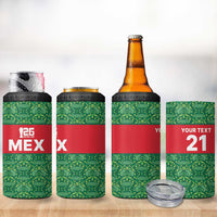 Mexico WC26 Custom 4 in 1 Can Cooler Tumbler Minimalist Aztec Eagle Green Color