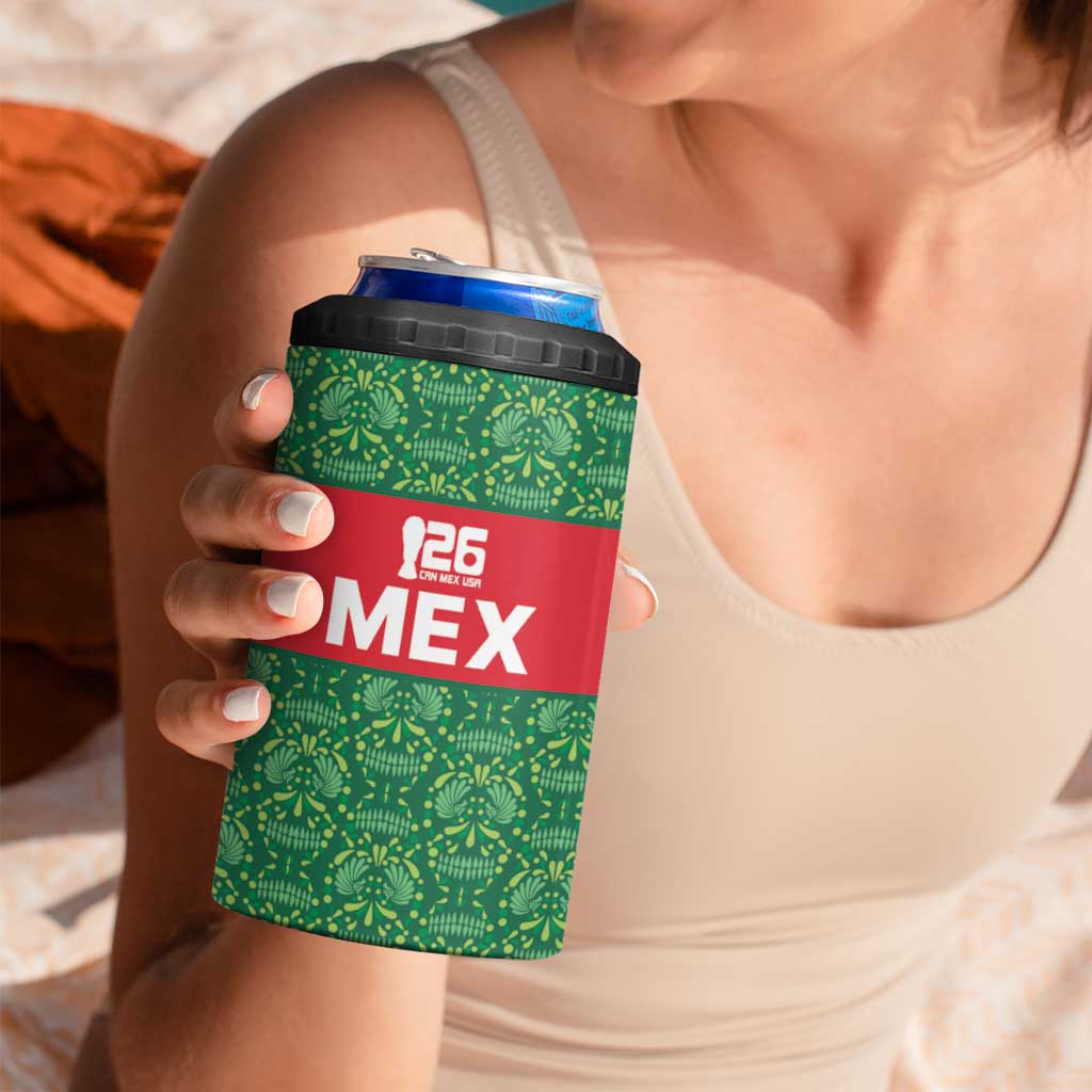 Mexico WC26 Custom 4 in 1 Can Cooler Tumbler Minimalist Aztec Eagle Green Color