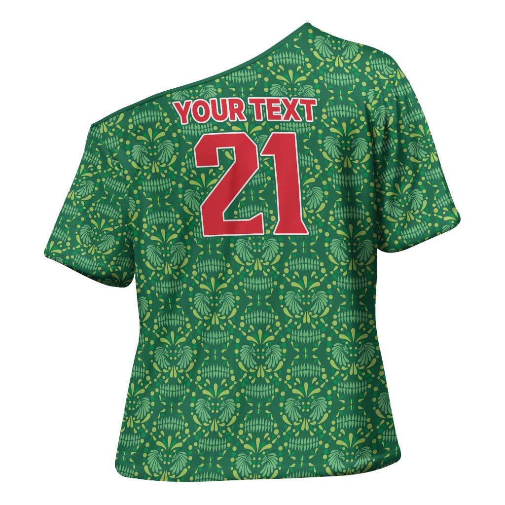 Mexico WC26 Custom Cross Shoulder Shirt Minimalist Aztec Eagle Green Color