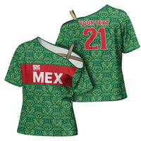 Mexico WC26 Custom Cross Shoulder Shirt Minimalist Aztec Eagle Green Color