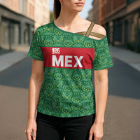 Mexico WC26 Custom Cross Shoulder Shirt Minimalist Aztec Eagle Green Color