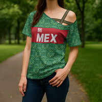 Mexico WC26 Custom Cross Shoulder Shirt Minimalist Aztec Eagle Green Color