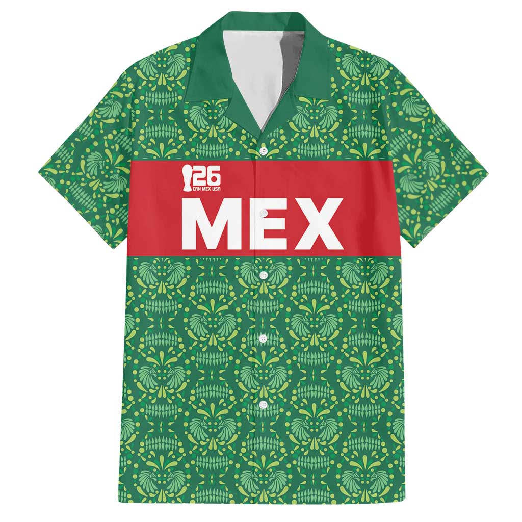 Mexico WC26 Custom Hawaiian Shirt Minimalist Aztec Eagle Green Color
