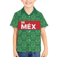 Mexico WC26 Custom Hawaiian Shirt Minimalist Aztec Eagle Green Color