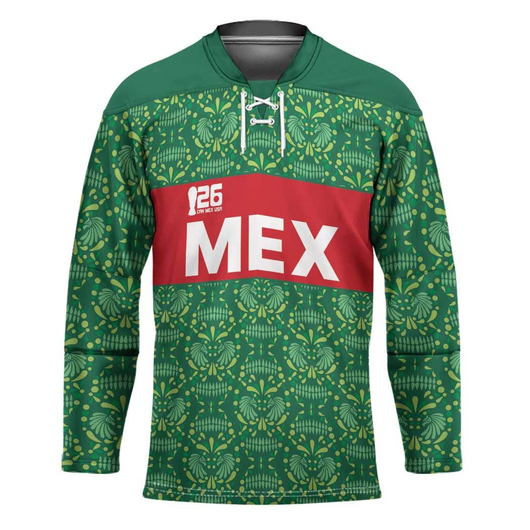 Mexico WC26 Custom Hockey Jersey Minimalist Aztec Eagle Green Color