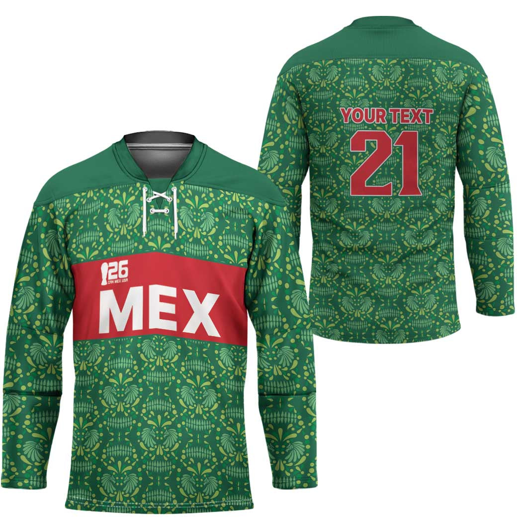 Mexico WC26 Custom Hockey Jersey Minimalist Aztec Eagle Green Color