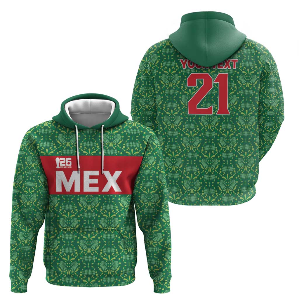 Mexico WC26 Custom Hoodie Minimalist Aztec Eagle Green Color