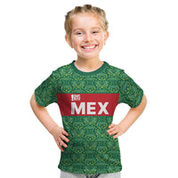 Mexico WC26 Custom Kid T Shirt Minimalist Aztec Eagle Green Color