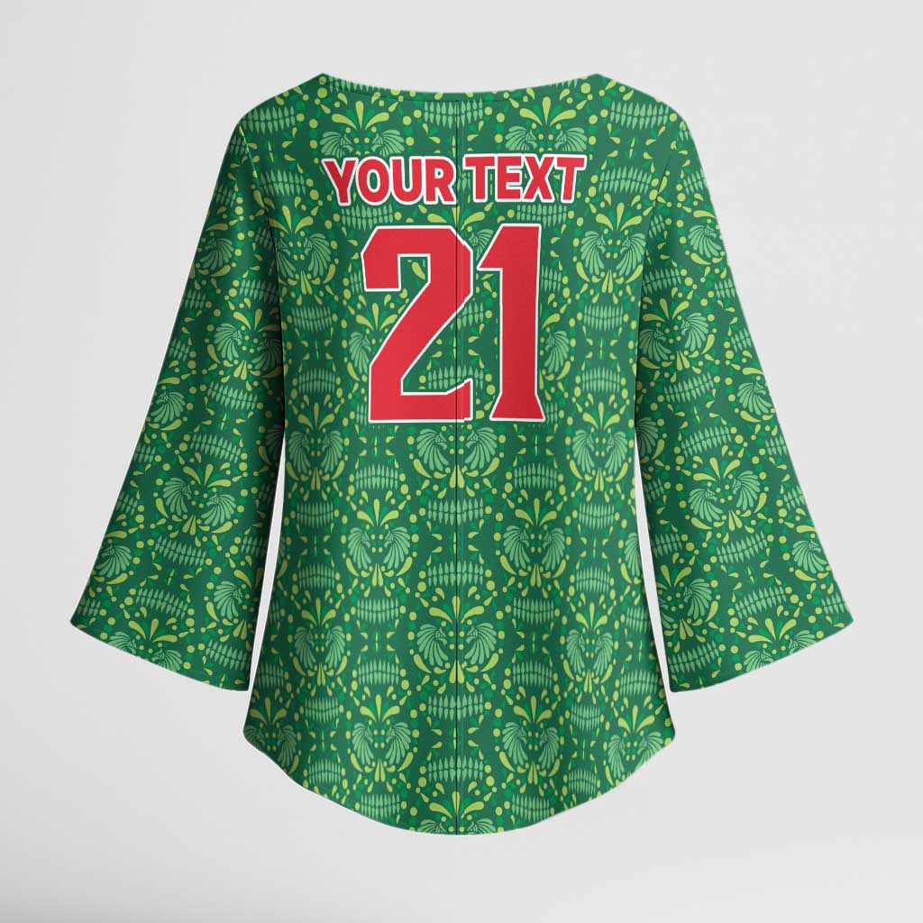 Mexico WC26 Custom Kimono Sleeve Blouse Minimalist Aztec Eagle Green Color
