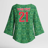 Mexico WC26 Custom Kimono Sleeve Blouse Minimalist Aztec Eagle Green Color