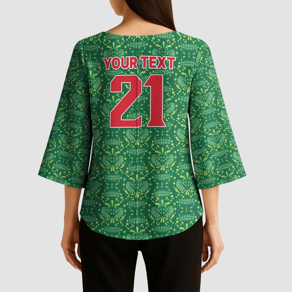 Mexico WC26 Custom Kimono Sleeve Blouse Minimalist Aztec Eagle Green Color