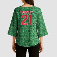 Mexico WC26 Custom Kimono Sleeve Blouse Minimalist Aztec Eagle Green Color
