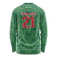 Mexico WC26 Custom Long Sleeve Shirt Minimalist Aztec Eagle Green Color