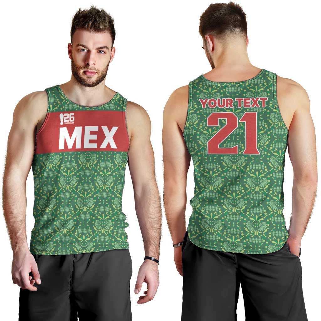 Mexico WC26 Custom Men Tank Top Minimalist Aztec Eagle Green Color