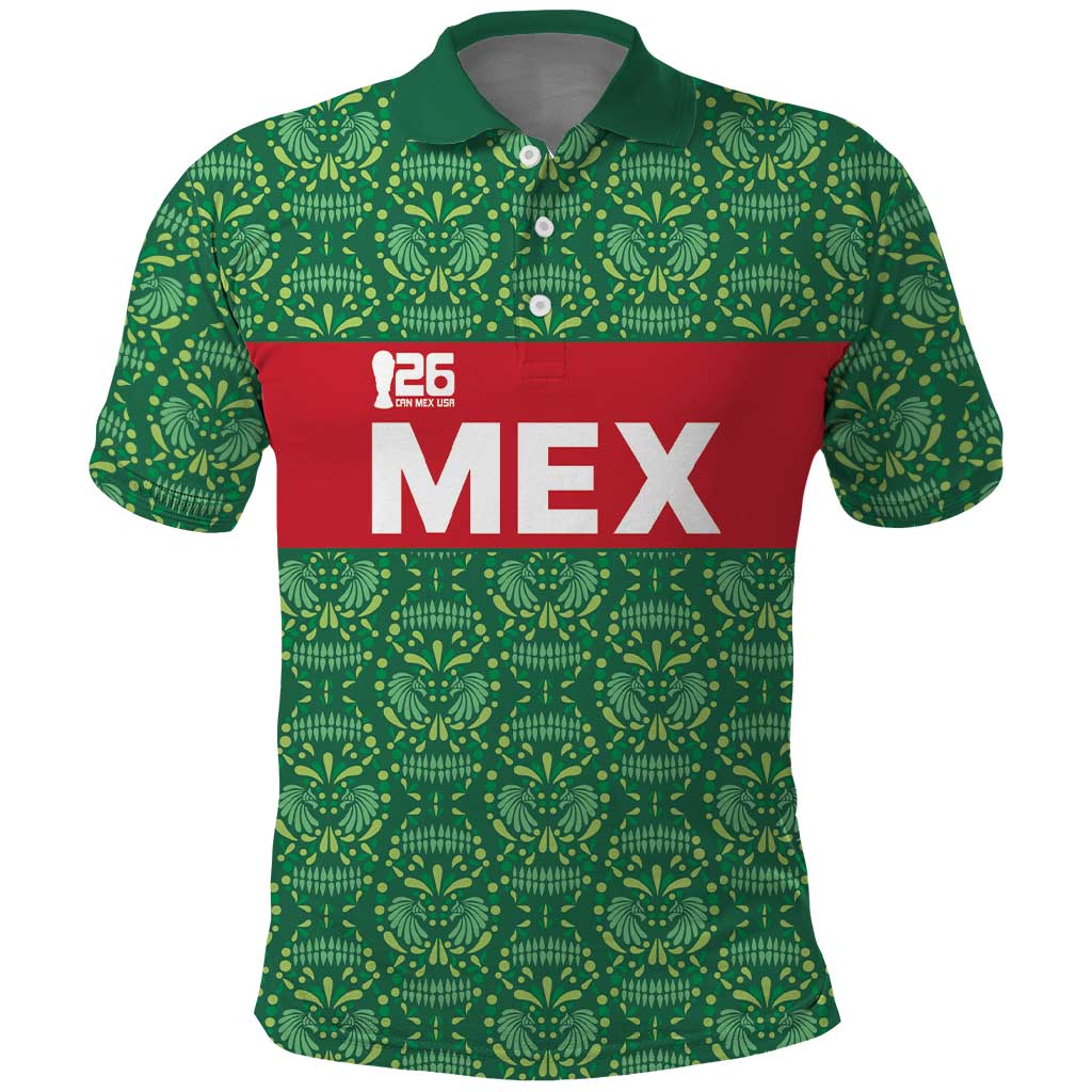 Mexico WC26 Custom Polo Shirt Minimalist Aztec Eagle Green Color