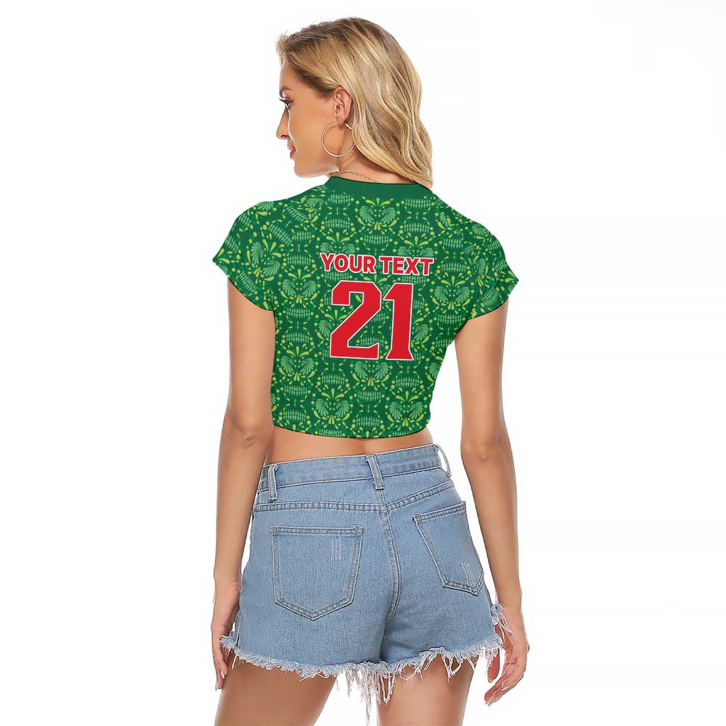 Mexico WC26 Custom Raglan Cropped T Shirt Minimalist Aztec Eagle Green Color