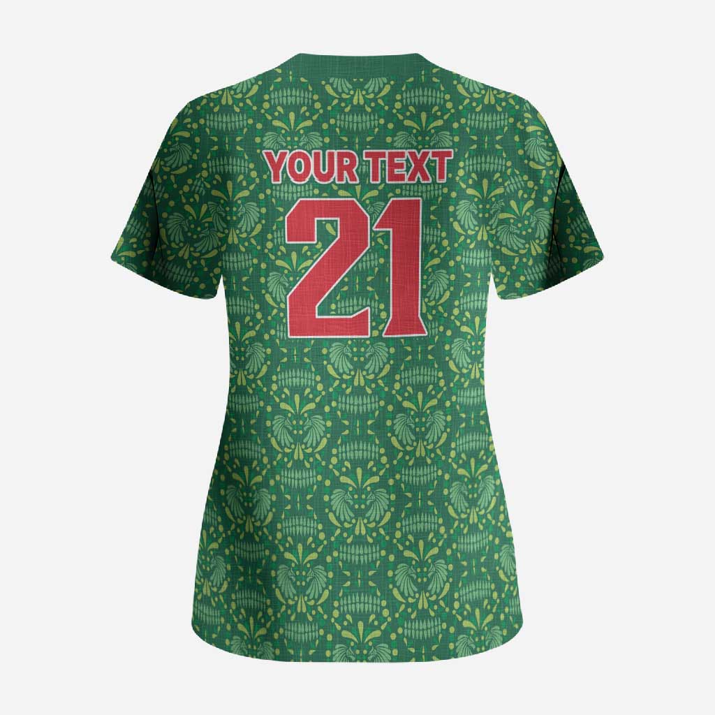 Mexico WC26 Custom Scrub Top Minimalist Aztec Eagle Green Color