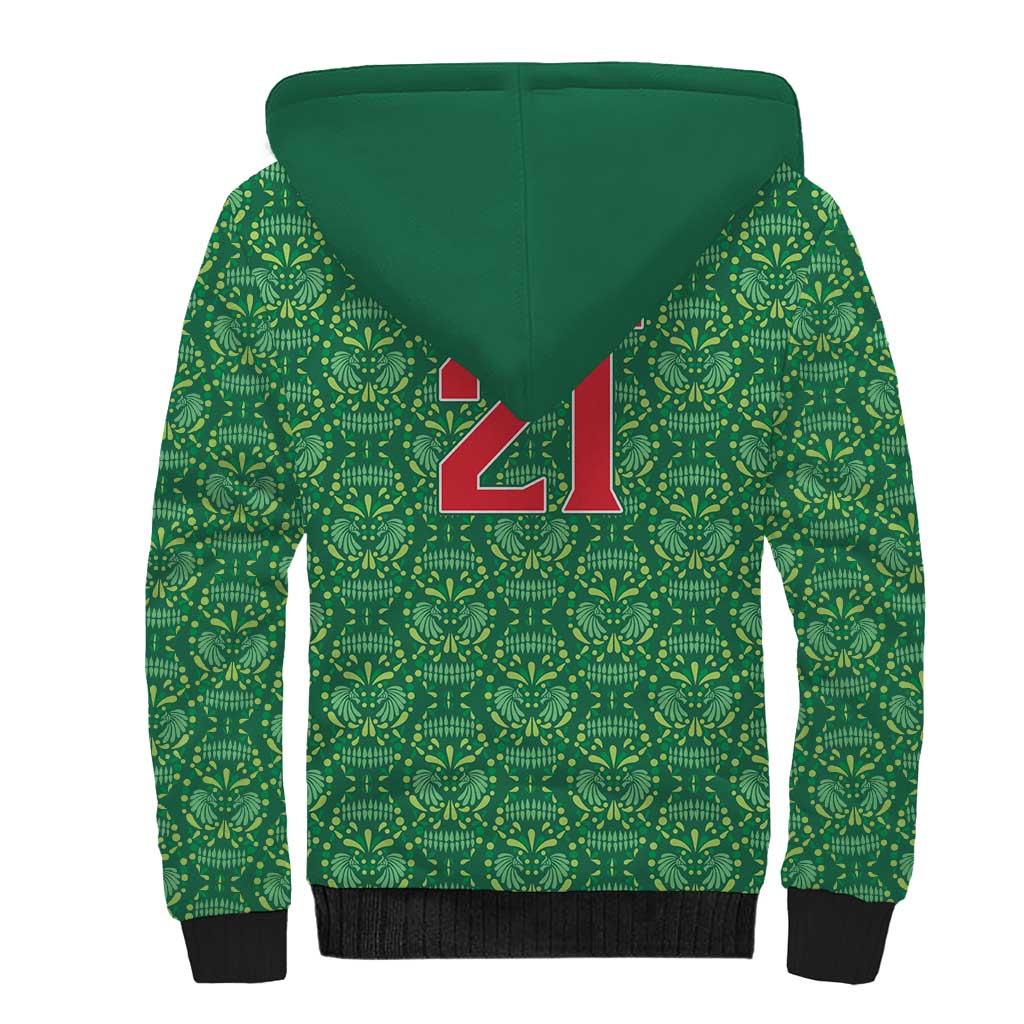 Mexico WC26 Custom Sherpa Hoodie Minimalist Aztec Eagle Green Color