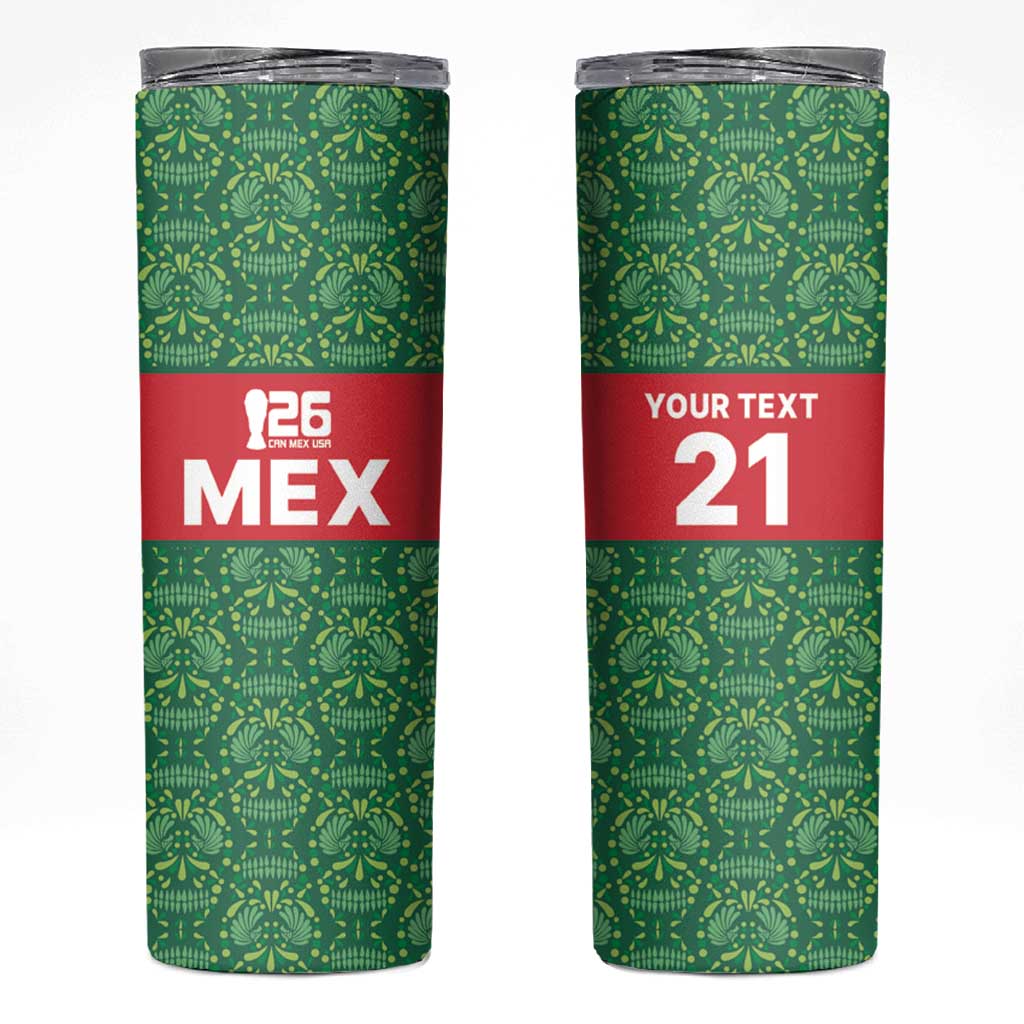 Mexico WC26 Custom Skinny Tumbler Minimalist Aztec Eagle Green Color