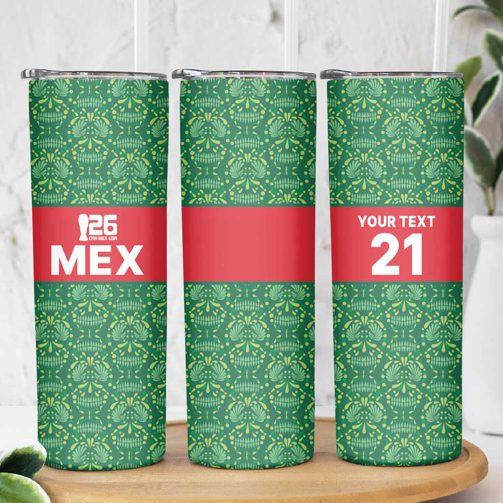 Mexico WC26 Custom Skinny Tumbler Minimalist Aztec Eagle Green Color