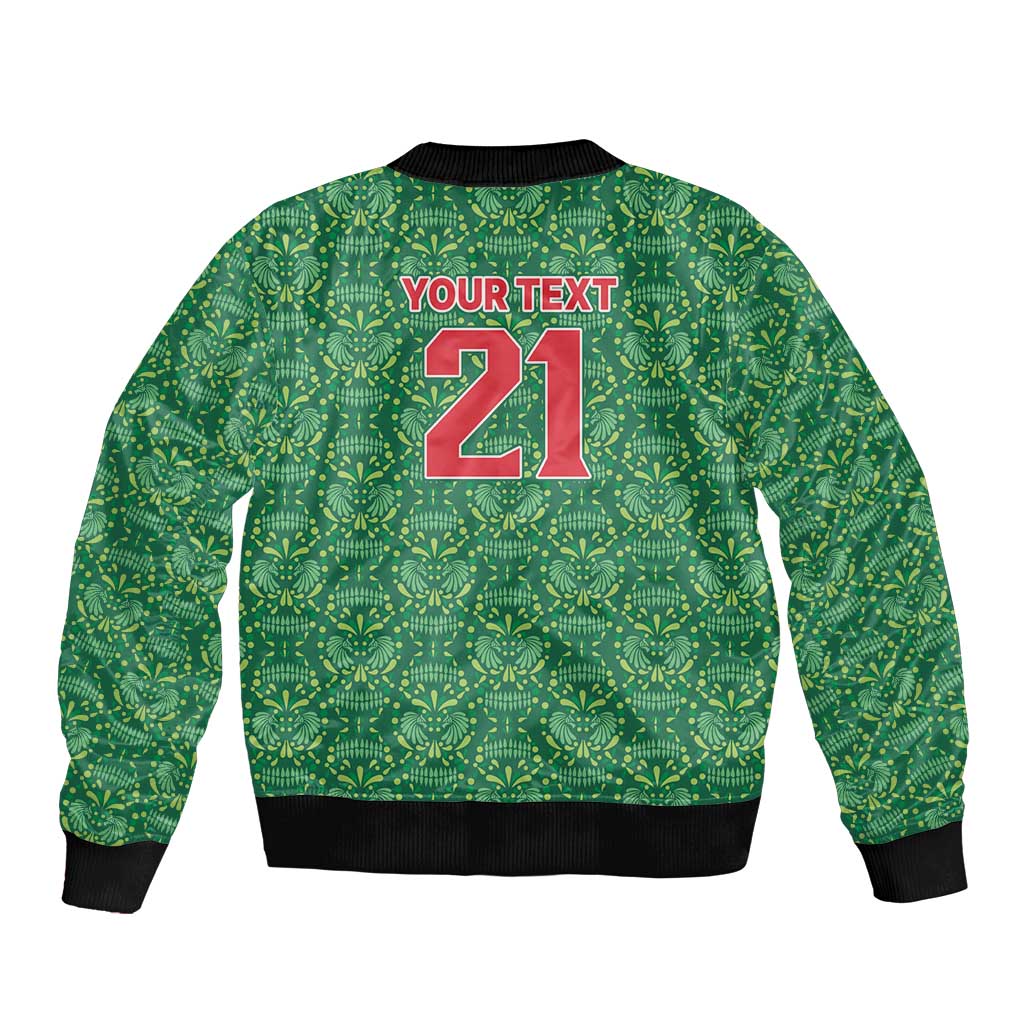 Mexico WC26 Custom Sleeve Zip Bomber Jacket Minimalist Aztec Eagle Green Color