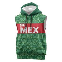 Mexico WC26 Custom Sleeveless Hoodie Minimalist Aztec Eagle Green Color