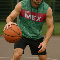 Mexico WC26 Custom Sleeveless Hoodie Minimalist Aztec Eagle Green Color