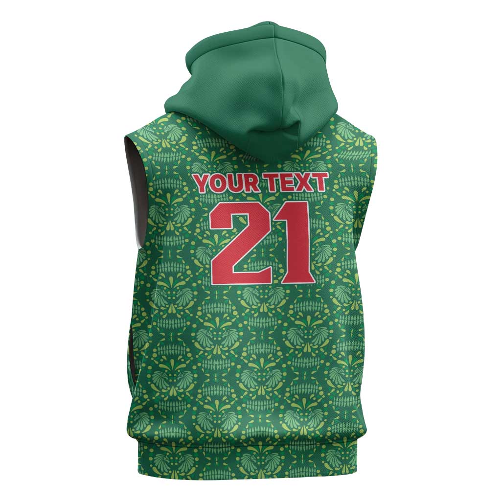 Mexico WC26 Custom Sleeveless Zip Hoodie Minimalist Aztec Eagle Green Color