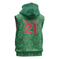 Mexico WC26 Custom Sleeveless Zip Hoodie Minimalist Aztec Eagle Green Color