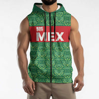 Mexico WC26 Custom Sleeveless Zip Hoodie Minimalist Aztec Eagle Green Color