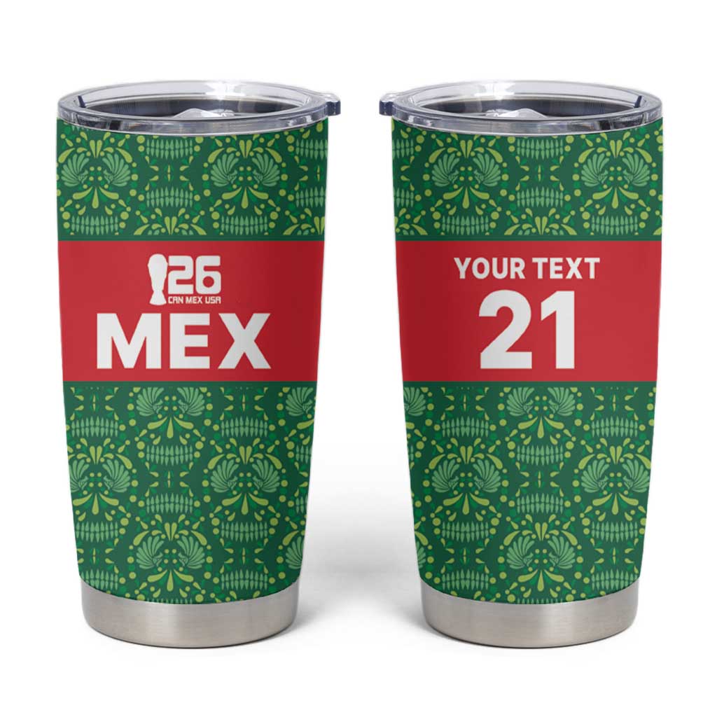Mexico WC26 Custom Tumbler Cup Minimalist Aztec Eagle Green Color