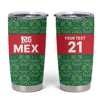 Mexico WC26 Custom Tumbler Cup Minimalist Aztec Eagle Green Color
