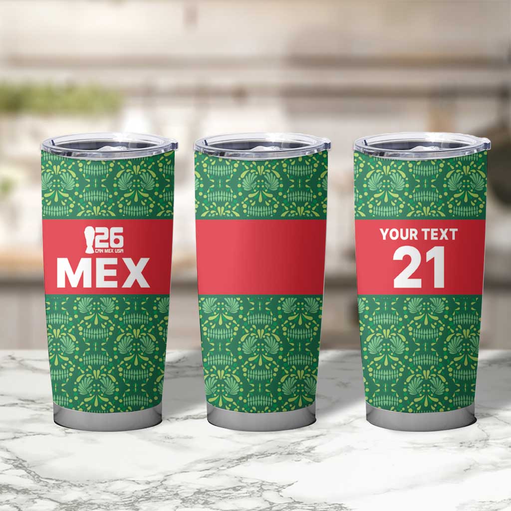Mexico WC26 Custom Tumbler Cup Minimalist Aztec Eagle Green Color