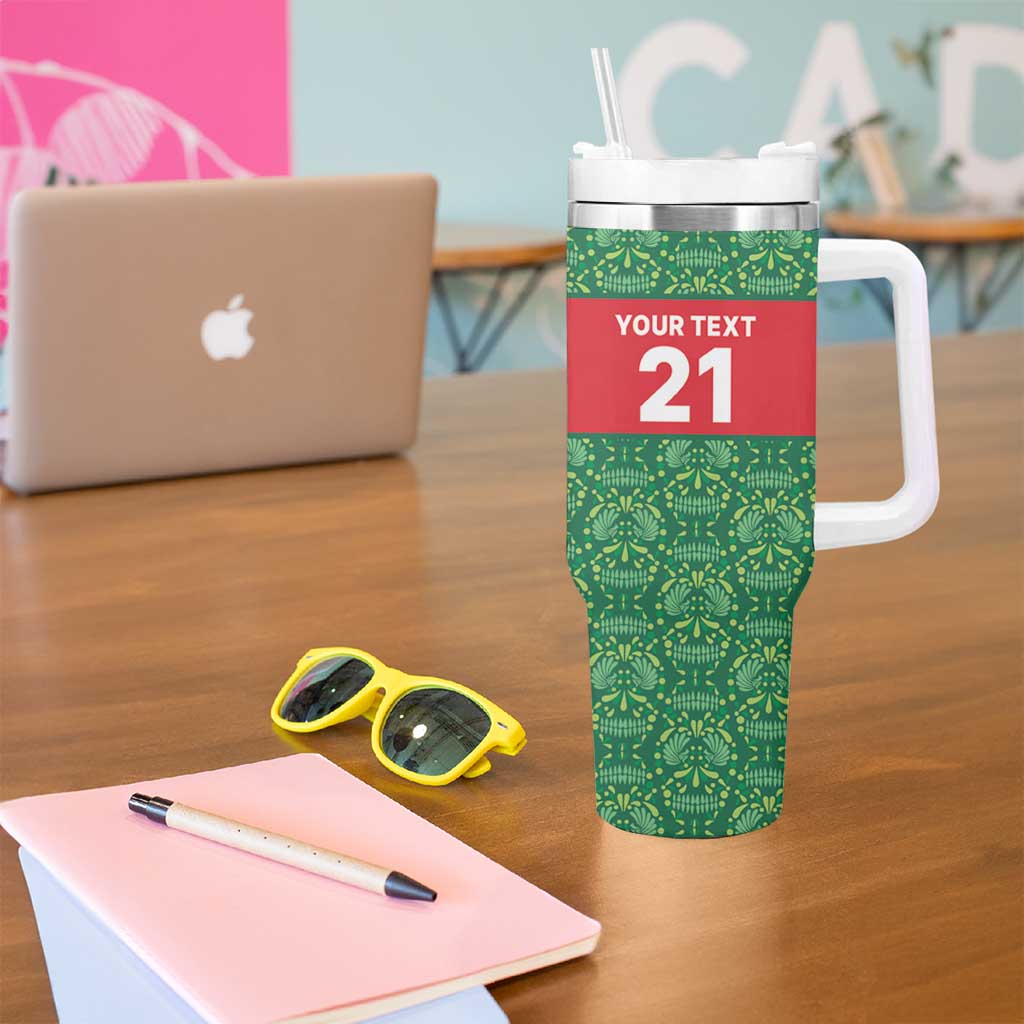 Mexico WC26 Custom Tumbler With Handle Minimalist Aztec Eagle Green Color