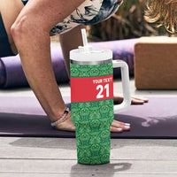 Mexico WC26 Custom Tumbler With Handle Minimalist Aztec Eagle Green Color