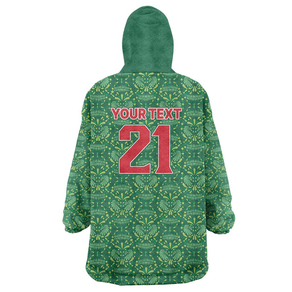 Mexico WC26 Custom Wearable Blanket Hoodie Minimalist Aztec Eagle Green Color