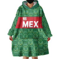 Mexico WC26 Custom Wearable Blanket Hoodie Minimalist Aztec Eagle Green Color