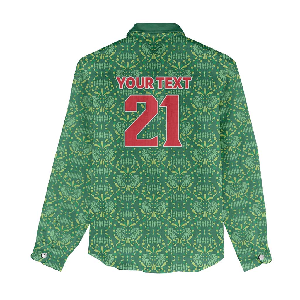 Mexico WC26 Custom Women Casual Shirt Minimalist Aztec Eagle Green Color