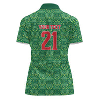 Mexico WC26 Custom Women Polo Shirt Minimalist Aztec Eagle Green Color