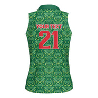 Mexico WC26 Custom Women Sleeveless Polo Shirt Minimalist Aztec Eagle Green Color