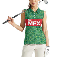 Mexico WC26 Custom Women Sleeveless Polo Shirt Minimalist Aztec Eagle Green Color