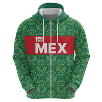 Mexico WC26 Custom Zip Hoodie Minimalist Aztec Eagle Green Color