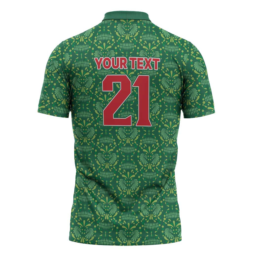 Mexico WC26 Custom Zipper Polo Shirt Minimalist Aztec Eagle Green Color