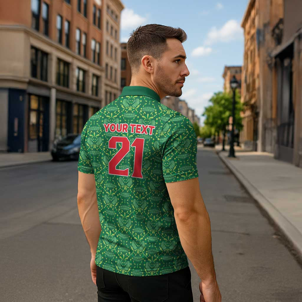 Mexico WC26 Custom Zipper Polo Shirt Minimalist Aztec Eagle Green Color
