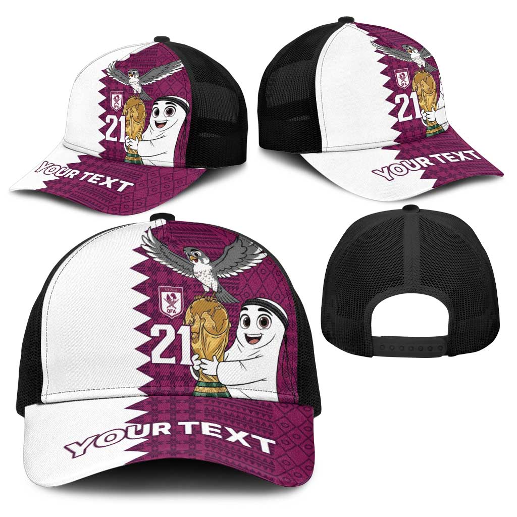Qatar WC26 Custom Baseball Net Cap Funny La'eeb with Arabic Pattern