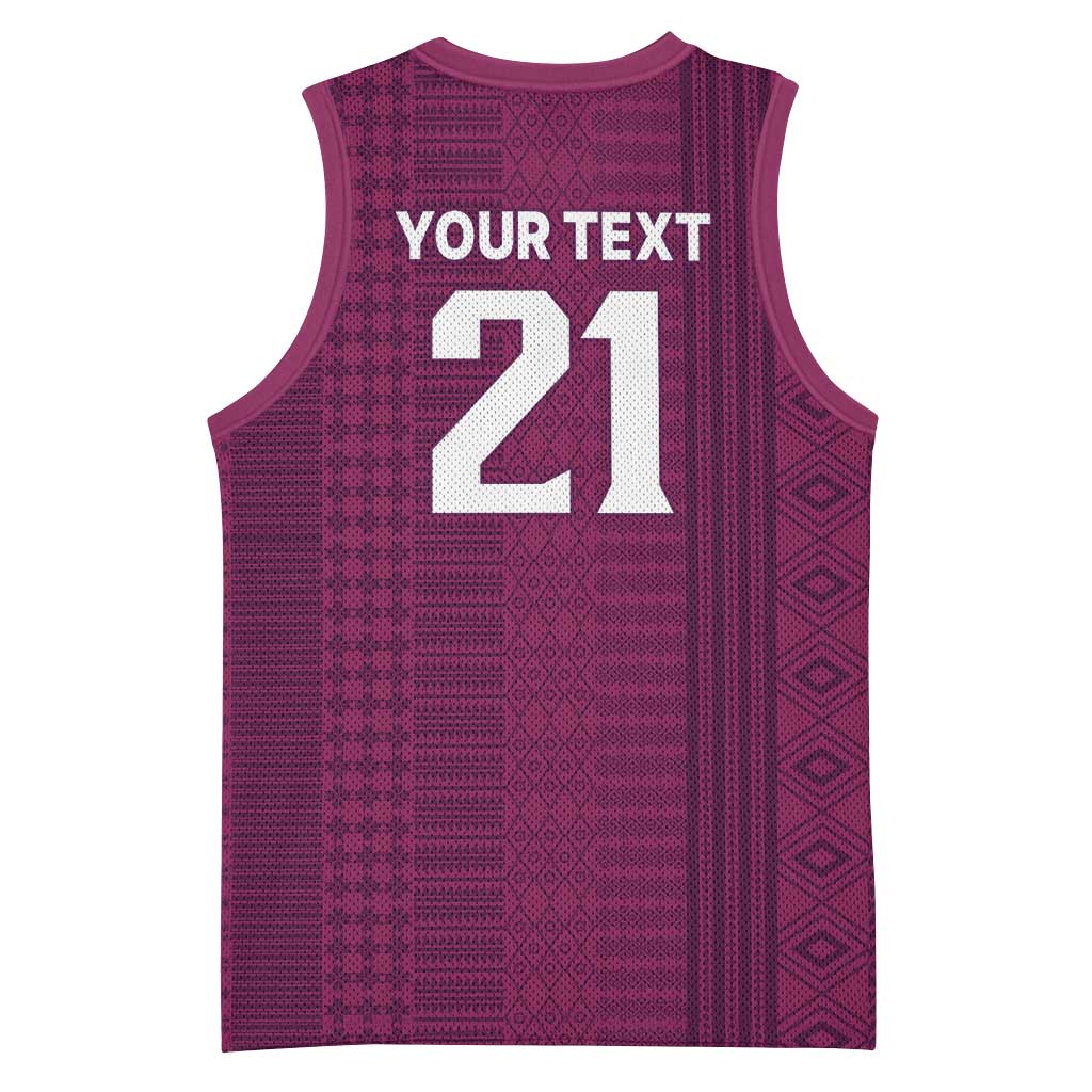 Qatar WC26 Custom Basketball Jersey Funny La'eeb with Arabic Pattern