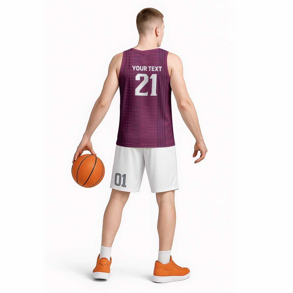 Qatar WC26 Custom Basketball Jersey Funny La'eeb with Arabic Pattern