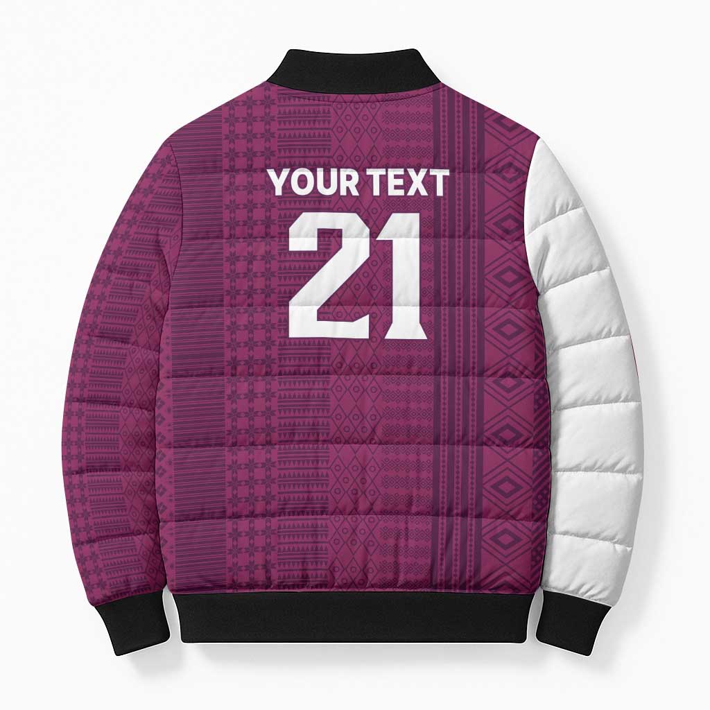 Qatar WC26 Custom Bomber Puffer Jacket Funny La'eeb with Arabic Pattern