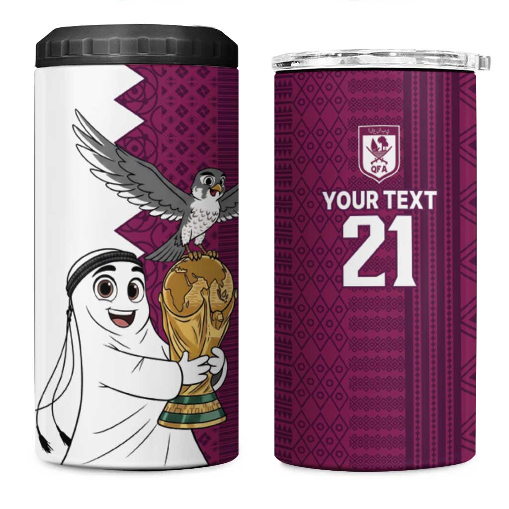 Qatar WC26 Custom 4 in 1 Can Cooler Tumbler Funny La'eeb with Arabic Pattern