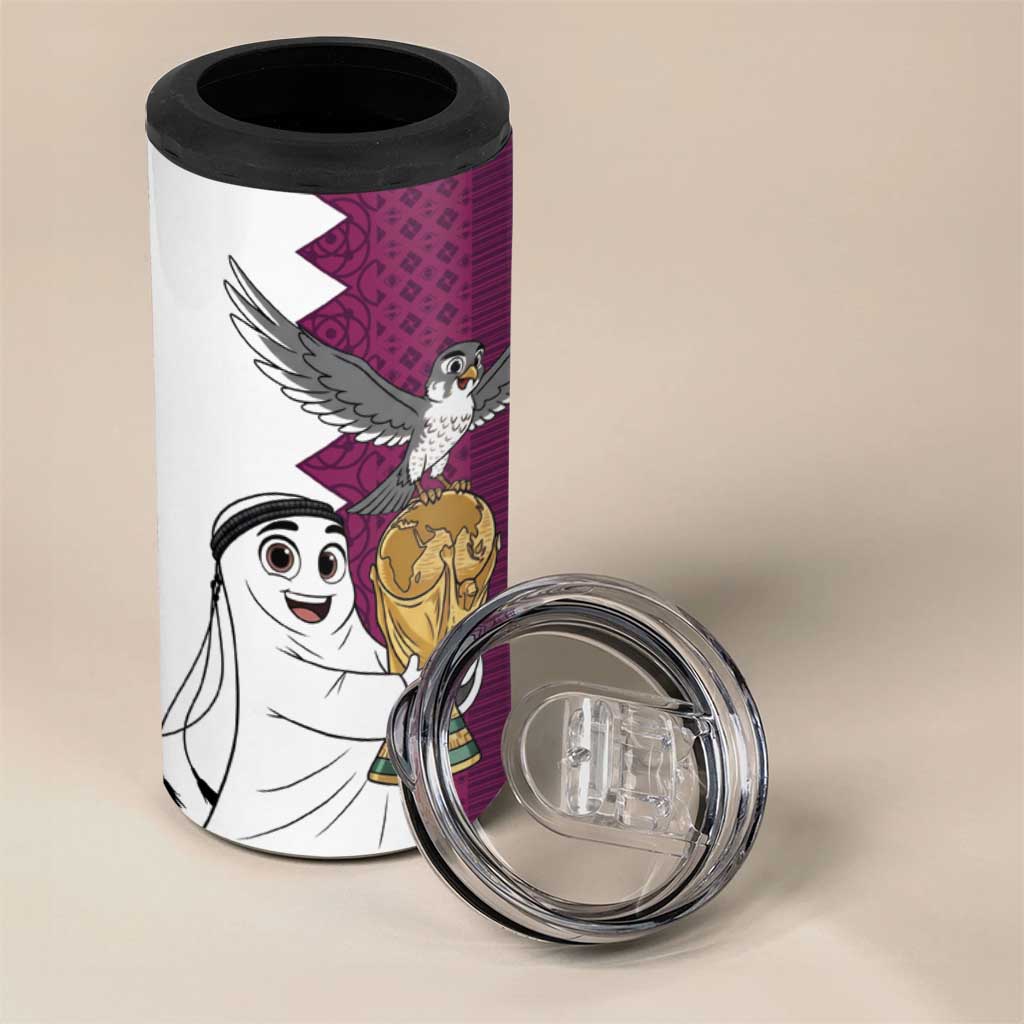 Qatar WC26 Custom 4 in 1 Can Cooler Tumbler Funny La'eeb with Arabic Pattern